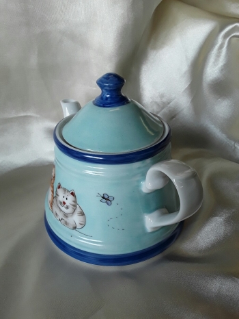 Teiera gatti celeste