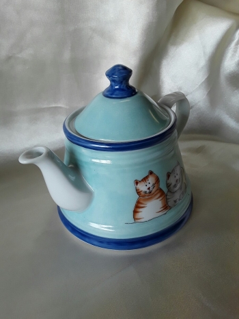 Teiera gatti celeste