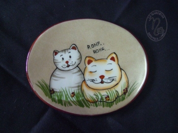 Targa ovale con gatti
