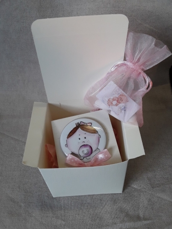 Scatola bomboniera battesimo bimba con ciuccio