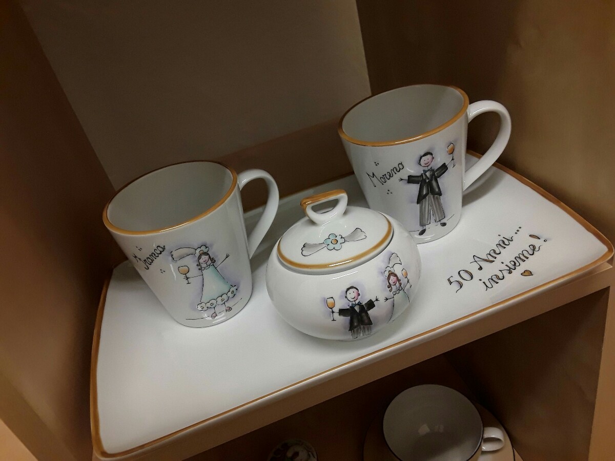 Cheardia Set Di 2 Tazze Da Caffè In Ceramica Mr & Mrs - 340ml, Regalo Di Coppia Per Fidanzamento, Matrimonio, San Valentino