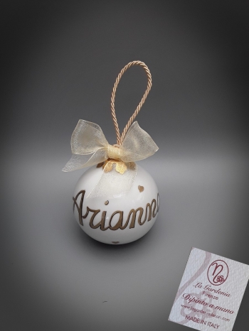 Palla di Natale dorata con nome