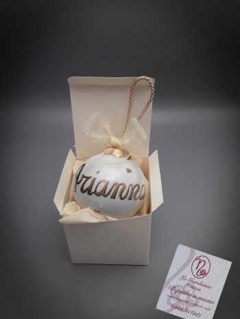 Palla di Natale dorata con nome