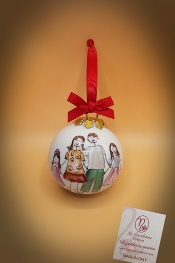 Palla di Natale happy family 4 soggetti bimba/bimba