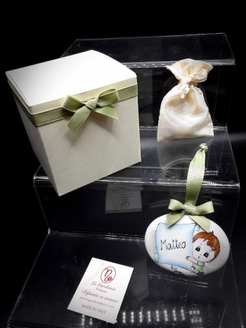 Pendente bomboniera bimbo e pergamena