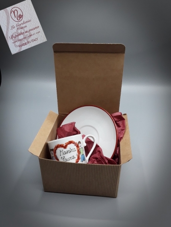 Tazzina caffè cuore e bimbi per la maestra