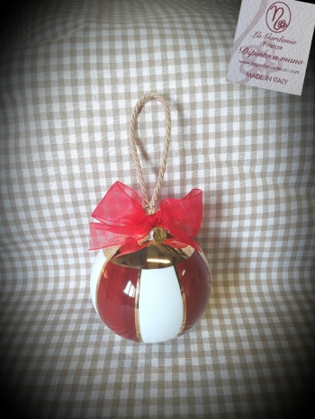 Palla di Natale righe rosse e oro