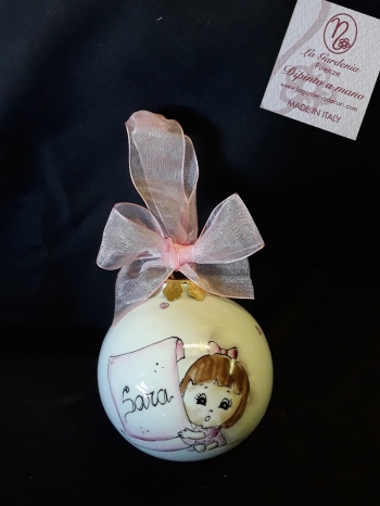 Palla di Natale con bimba e pergamena