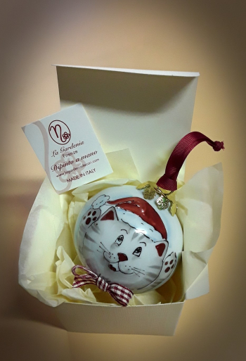 Palla di natale con gattino e fiocco