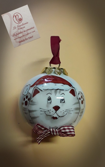 Palla di natale con gattino e fiocco