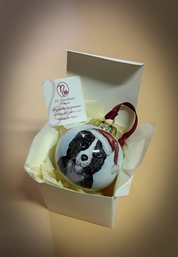 Palla di natale con cane border collie