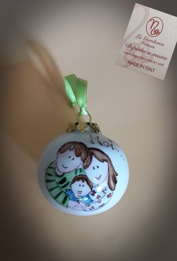 Pallina di natale famiglia con bimbo