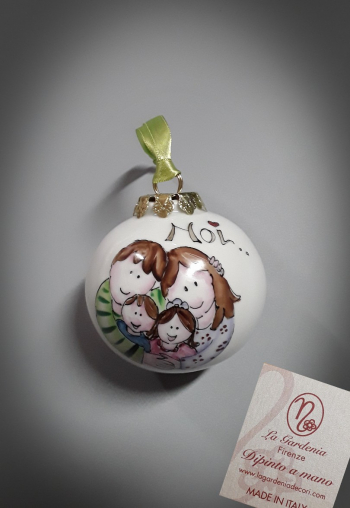 Pallina di natale famiglia con bimbo e bimba