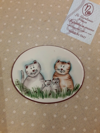Targa con famiglia  di gatti