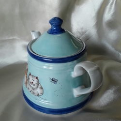 Teiera gatti celeste