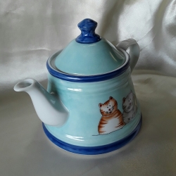 Teiera gatti celeste