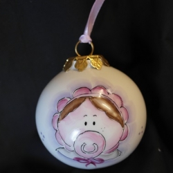 Pallina di Natale con bimba e ciuccio