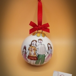 Palla di Natale happy family 4 soggetti bimba/bimba