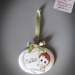 Pendente bomboniera bimbo e pergamena