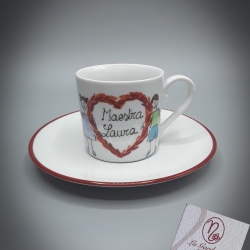 Tazzina caffè cuore e bimbi per la maestra