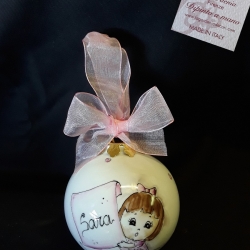 Palla di Natale con bimba e pergamena