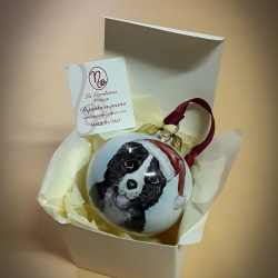 Palla di natale con cane border collie